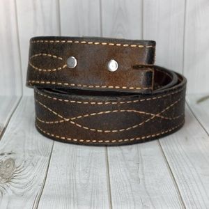 Justin Boots Brown Leather Stitched Embroidered Belt Western Casual